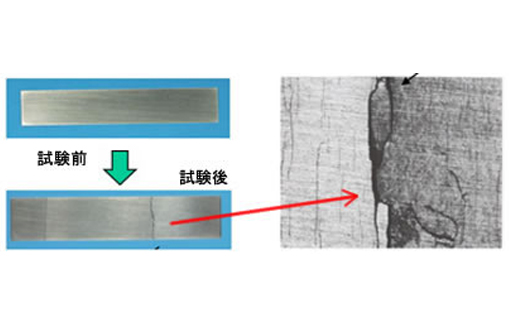 SUS304鋼の試験後の割れ状況
